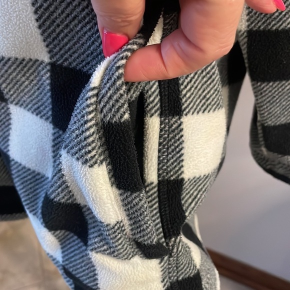 LANDS’ END women’s Plus buffalo check FLEECE zip up black white check size 2X - Picture 5 of 13